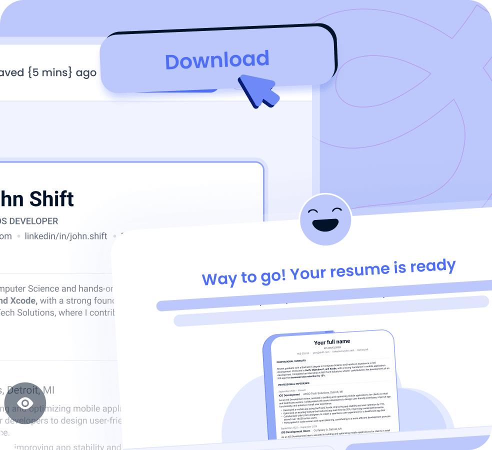 Downloading the finished CV as a PDF